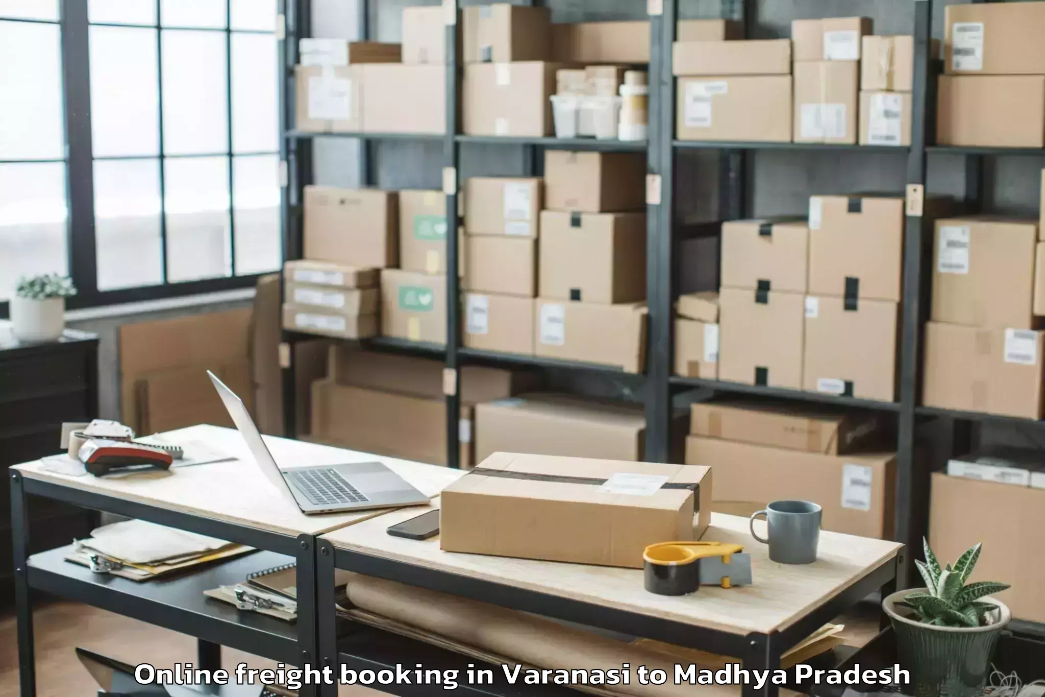 Professional Varanasi to Sanwer Online Freight Booking